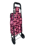 2 Wheel Shopping Trolley - Pink with Multi Flowers