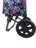 2 Wheel Shopping Trolley - Navy with Multi Flowers
