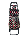 2 Wheel Shopping Trolley - Black with Multi Flowers