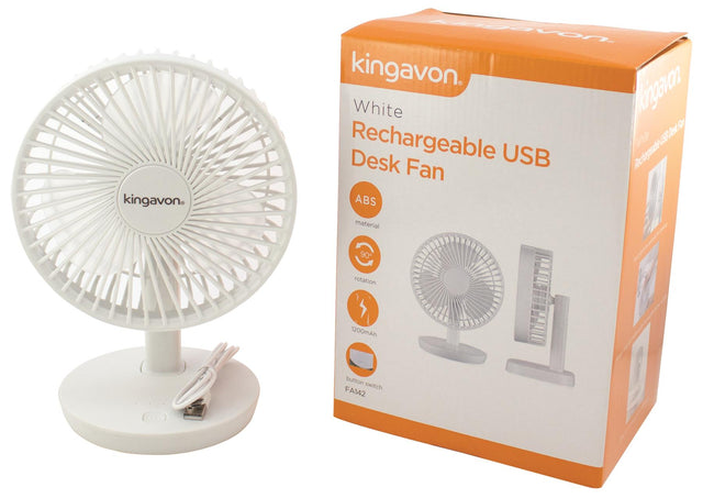 Rechargeable USB Desk Fan - White