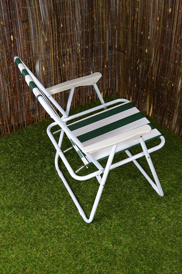Redwood Green Stripe Folding Camp Chair