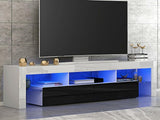 LED TV STAND 160CM - WHITE WITH BLACK DOOR