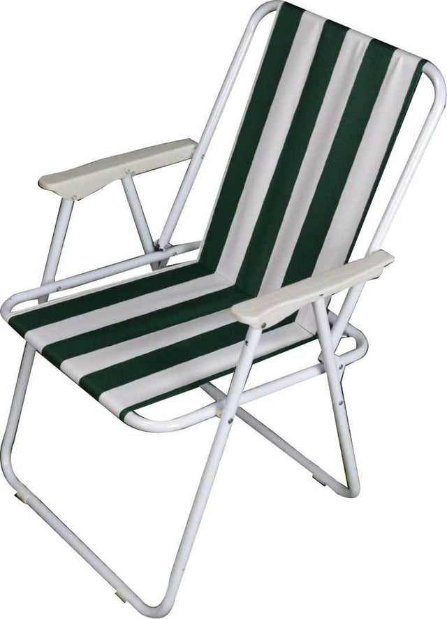 Redwood Green Stripe Folding Camp Chair