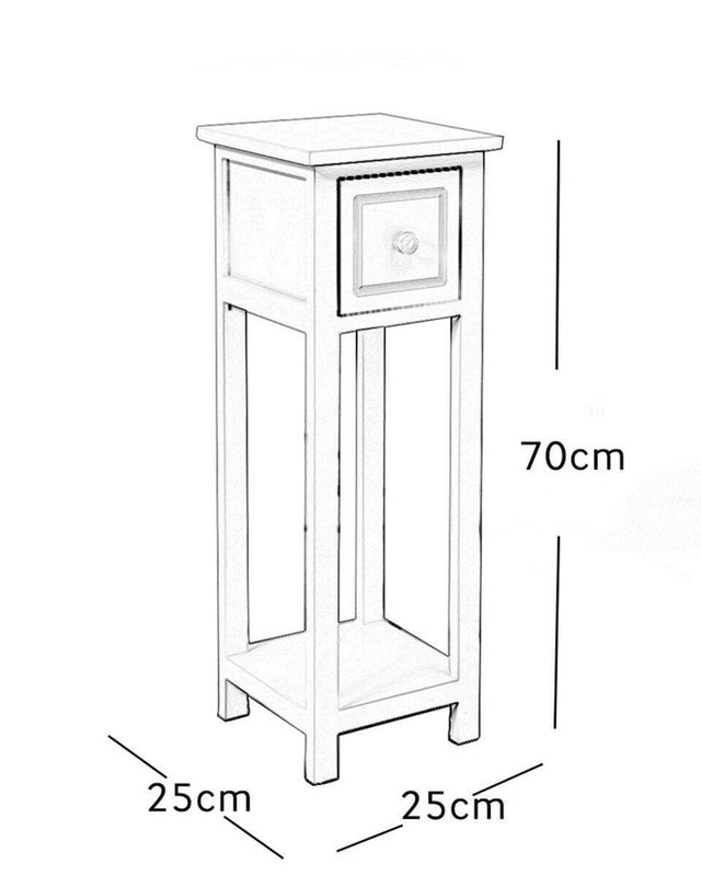 White Bedside Table Slim + Tall