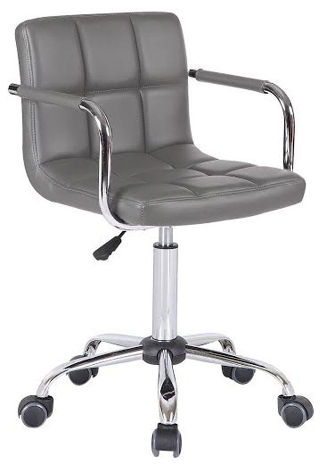 PU Faux Leather Swivel Wheels Chair - Grey