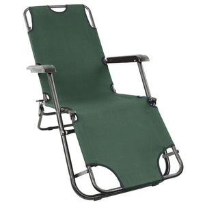 Reclining Folding Patio Sun Lounger Chair Furniture [Green]