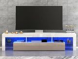 LED TV STAND 160CM - WHITE WITH GREY DOORS