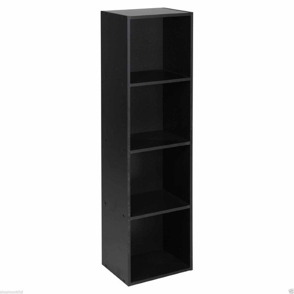 1,2,3,4 Tier Wooden Bookcase Shelving Display Storage Wood Shelf Shelves Unit [Black 4 Tier]