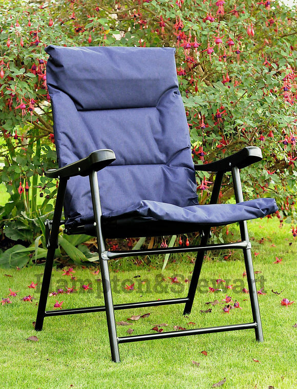Heavy Duty Luxury Padding Folding Padded Deck Chair for Outdoor Garden Camping