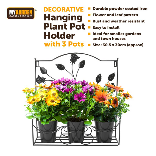 Decorative Hanging Plant Pot Holder with 3 Pots