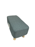 FABRIC LARGE RECTANGLE FOOT STOOL  WITH WOODEN LEGS - GREY