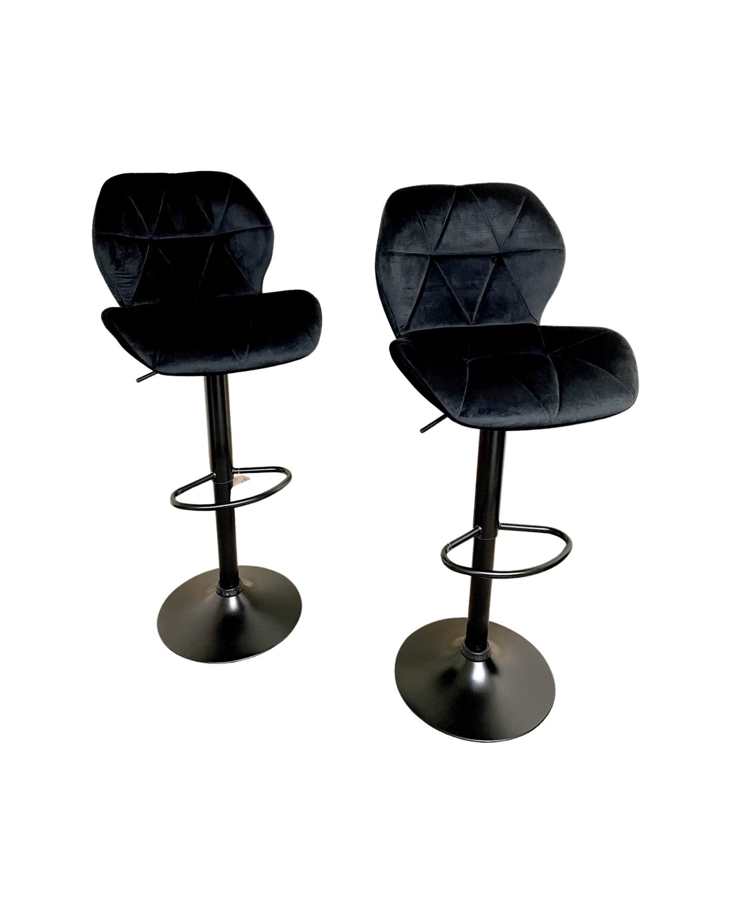 Velvet Bar Stool Set of 2 Black HamptonandStewart