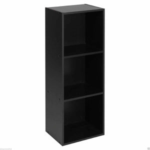 3 Tier Wooden Bookcase Shelving Display Storage Wood Unit [Black]