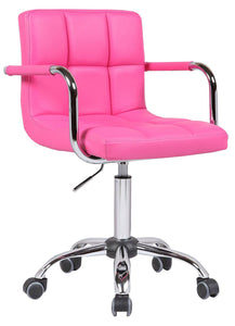 PU Faux Leather Swivel Wheels Chair - Pink