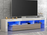 LED TV STAND 160CM - WHITE WITH GREY DOORS