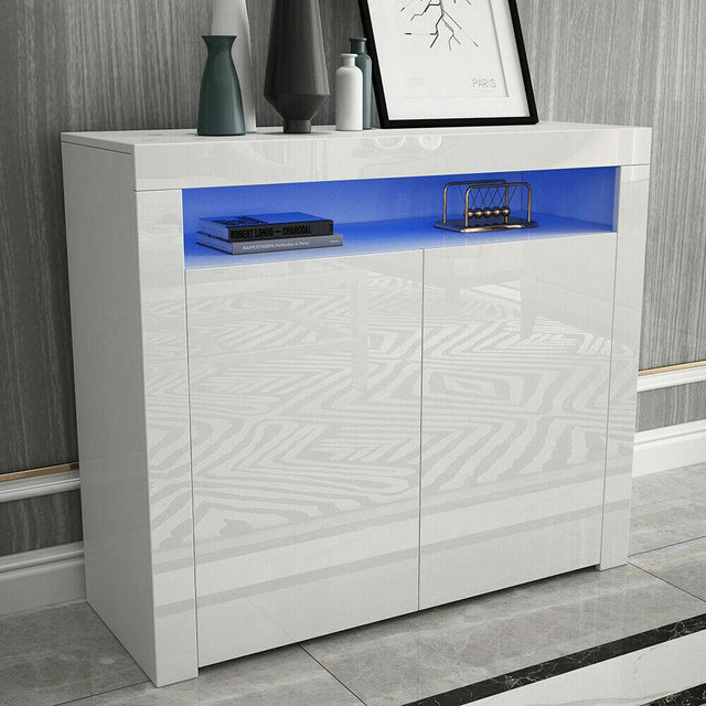 2 Door High Gloss LED Sideboard Cabinet – White