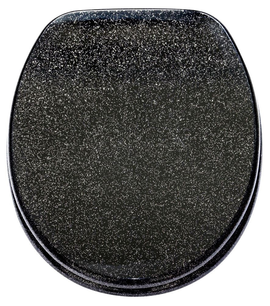 New Soft Closing Slow Close Black Glitter Toilet Seat Cover Adjustable