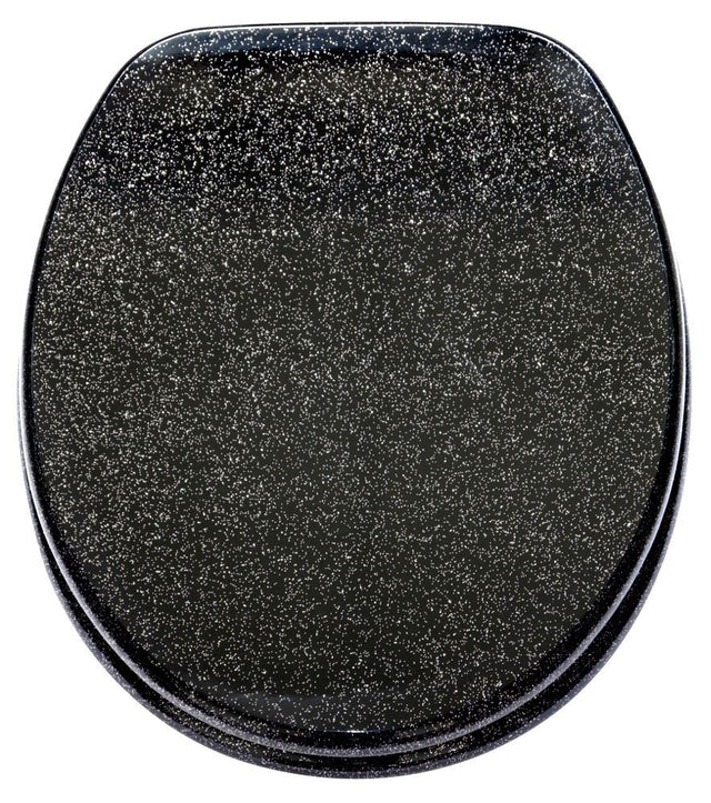 New Soft Closing Slow Close Black Glitter Toilet Seat Cover Adjustable Fittings