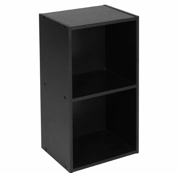 Modern Black Wooden Storage Display Cube 2 Tier