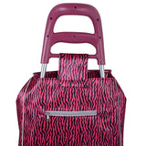 Zebra Animal Stripe Print 2 Wheel Shopping Trolley - Pink & Black