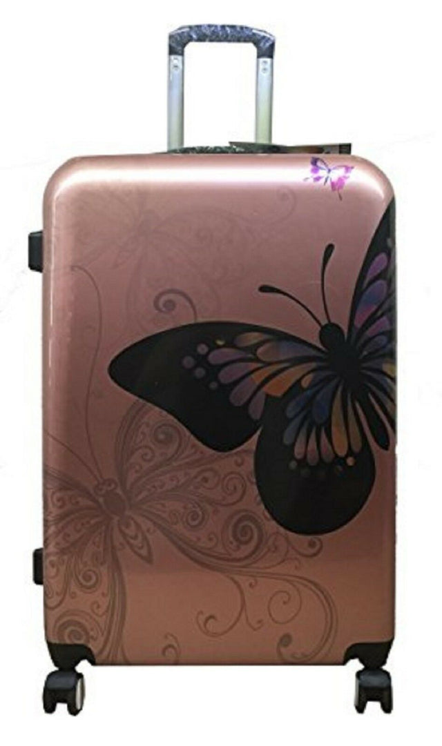 Butterfly Hard Shell 4 Wheel Spinner Suitcase - Gold