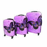Butterfly Hard Shell 4 Wheel Spinner Suitcase - Purple